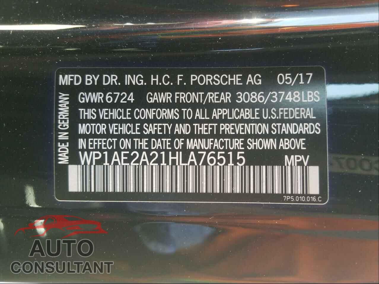 PORSCHE CAYENNE 2017 - WP1AE2A21HLA76515