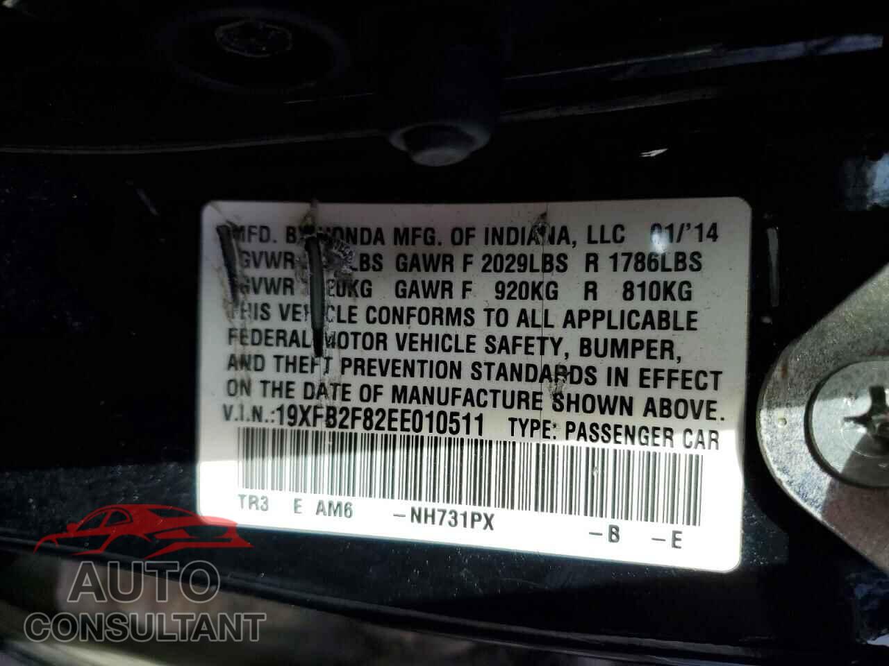 HONDA CIVIC 2014 - 19XFB2F82EE010511