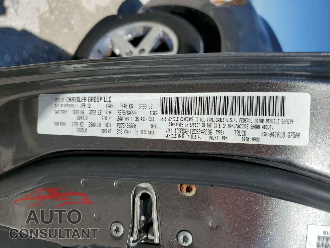 DODGE RAM 1500 2012 - 1C6RD6FT2CS242286