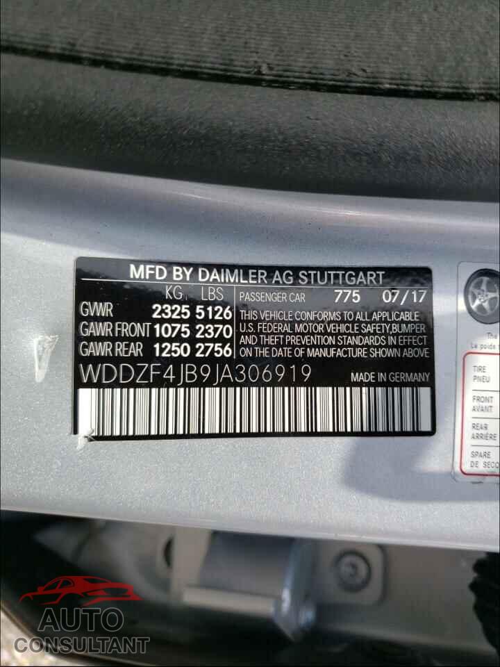 MERCEDES-BENZ E CLASS 2018 - WDDZF4JB9JA306919