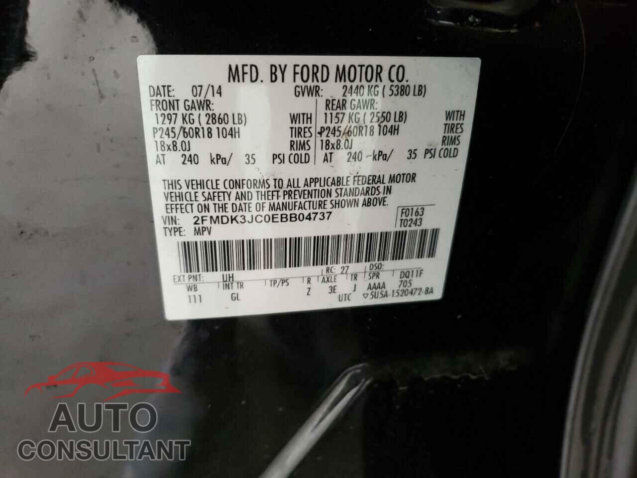 FORD EDGE 2014 - 2FMDK3JC0EBB04737