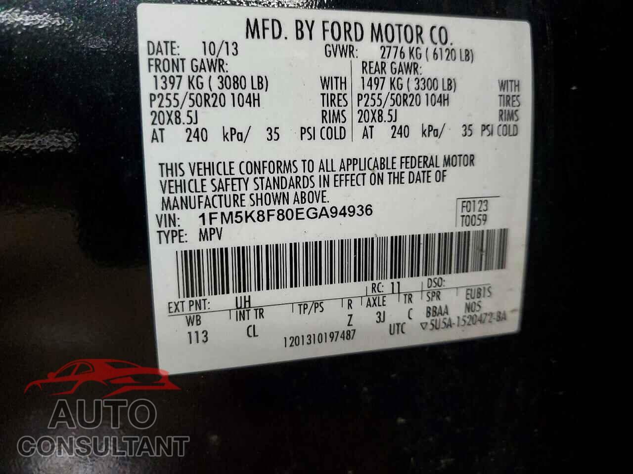 FORD EXPLORER 2014 - 1FM5K8F80EGA94936
