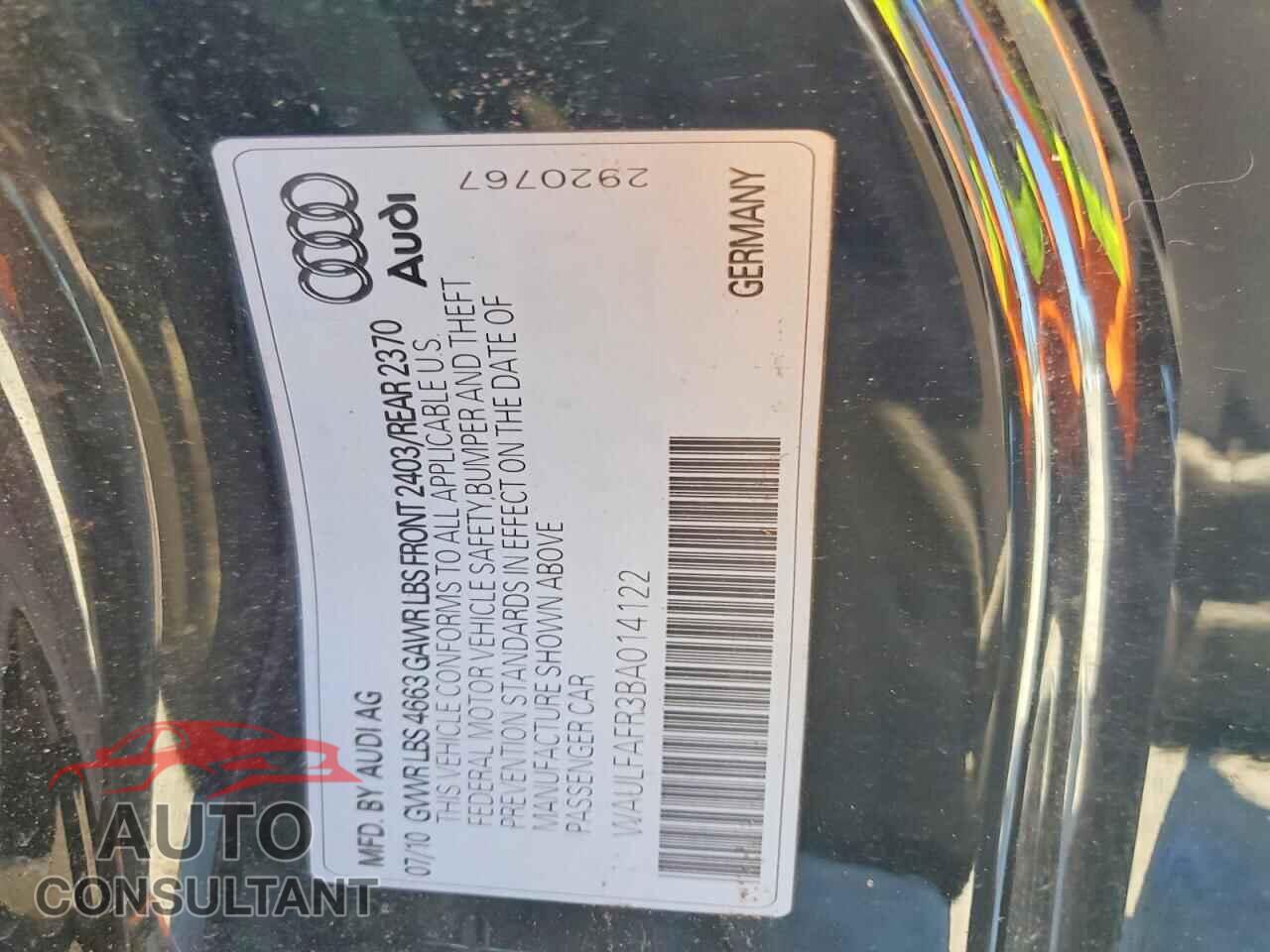 AUDI A5 2011 - WAULFAFR3BA014122