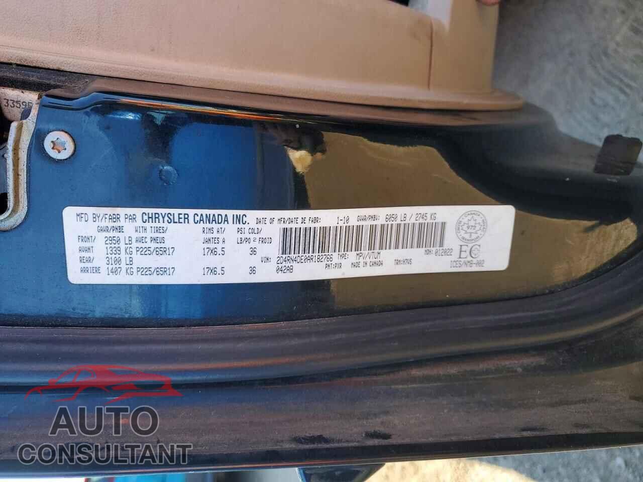 DODGE CARAVAN 2010 - 2D4RN4DE0AR182766