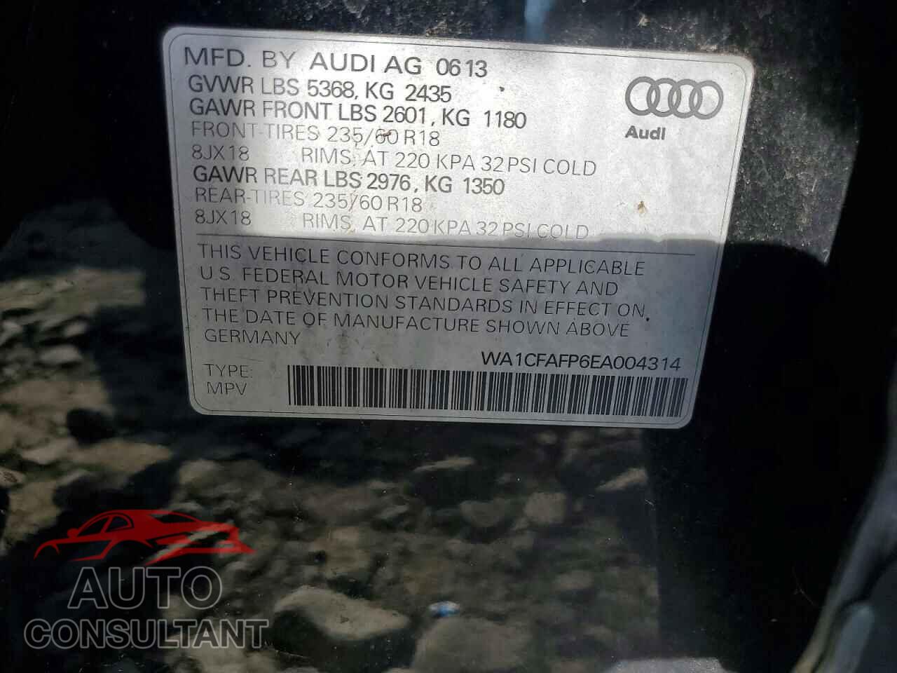 AUDI Q5 2014 - WA1CFAFP6EA004314