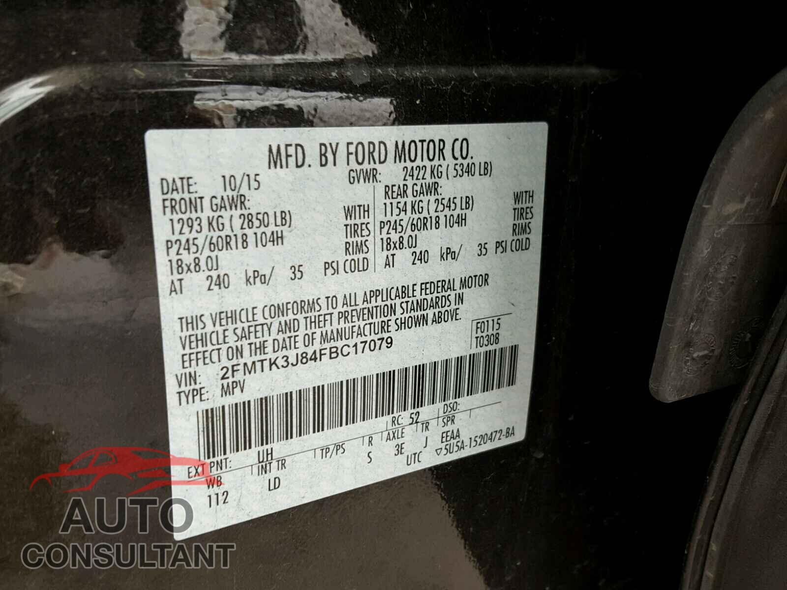 FORD EDGE SEL 2015 - 2FMTK3J84FBC17079