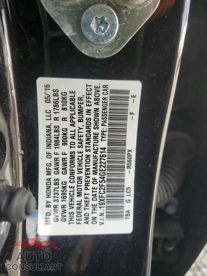 HONDA CIVIC 2016 - 19XFC2F54GE227614