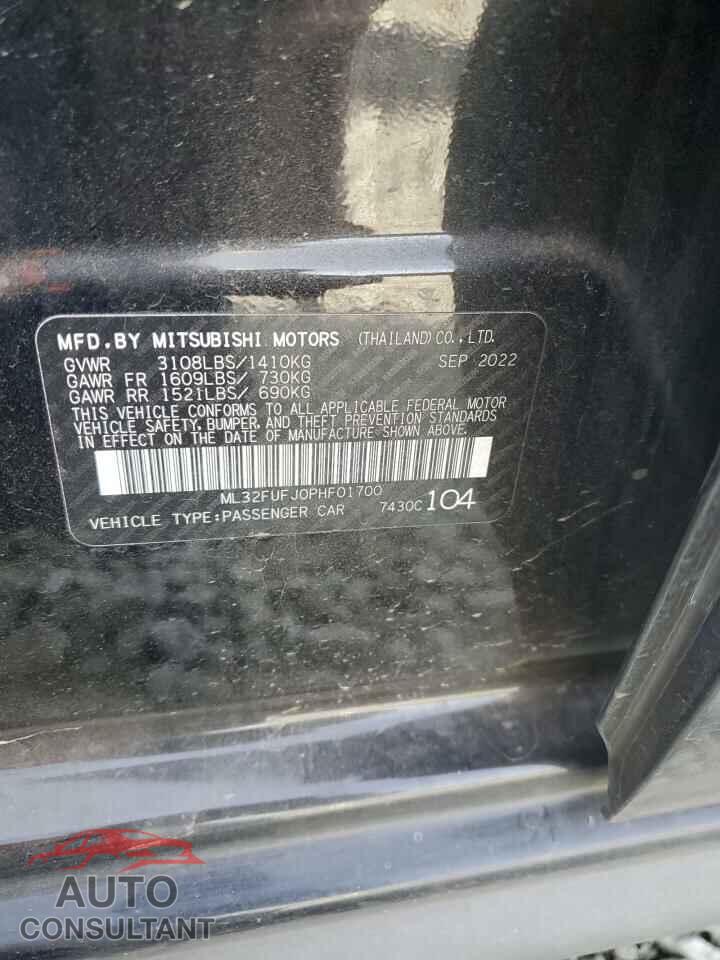 MITSUBISHI MIRAGE 2023 - ML32FUFJ0PHF01700