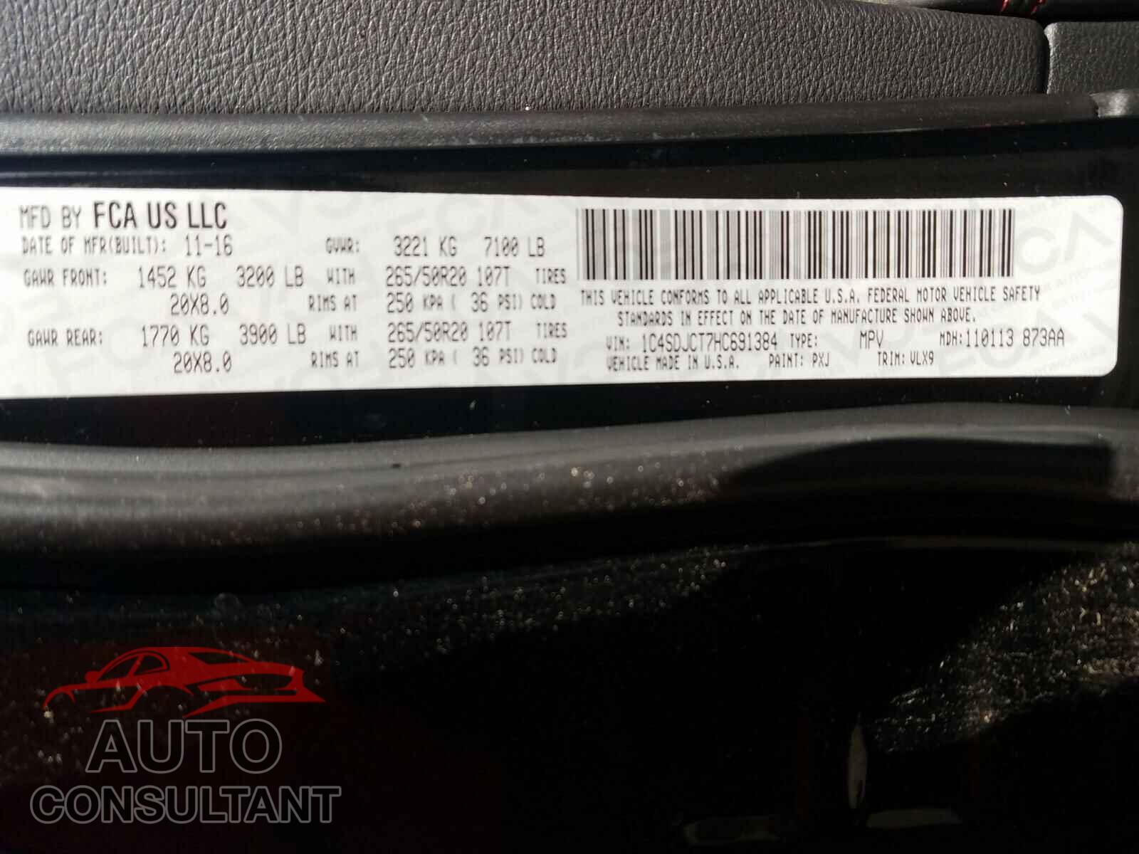 DODGE DURANGO 2017 - 1C4SDJCT7HC691384