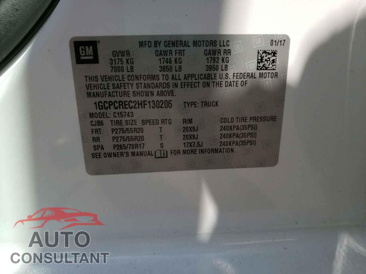 CHEVROLET SILVERADO 2017 - 1GCPCREC2HF130206