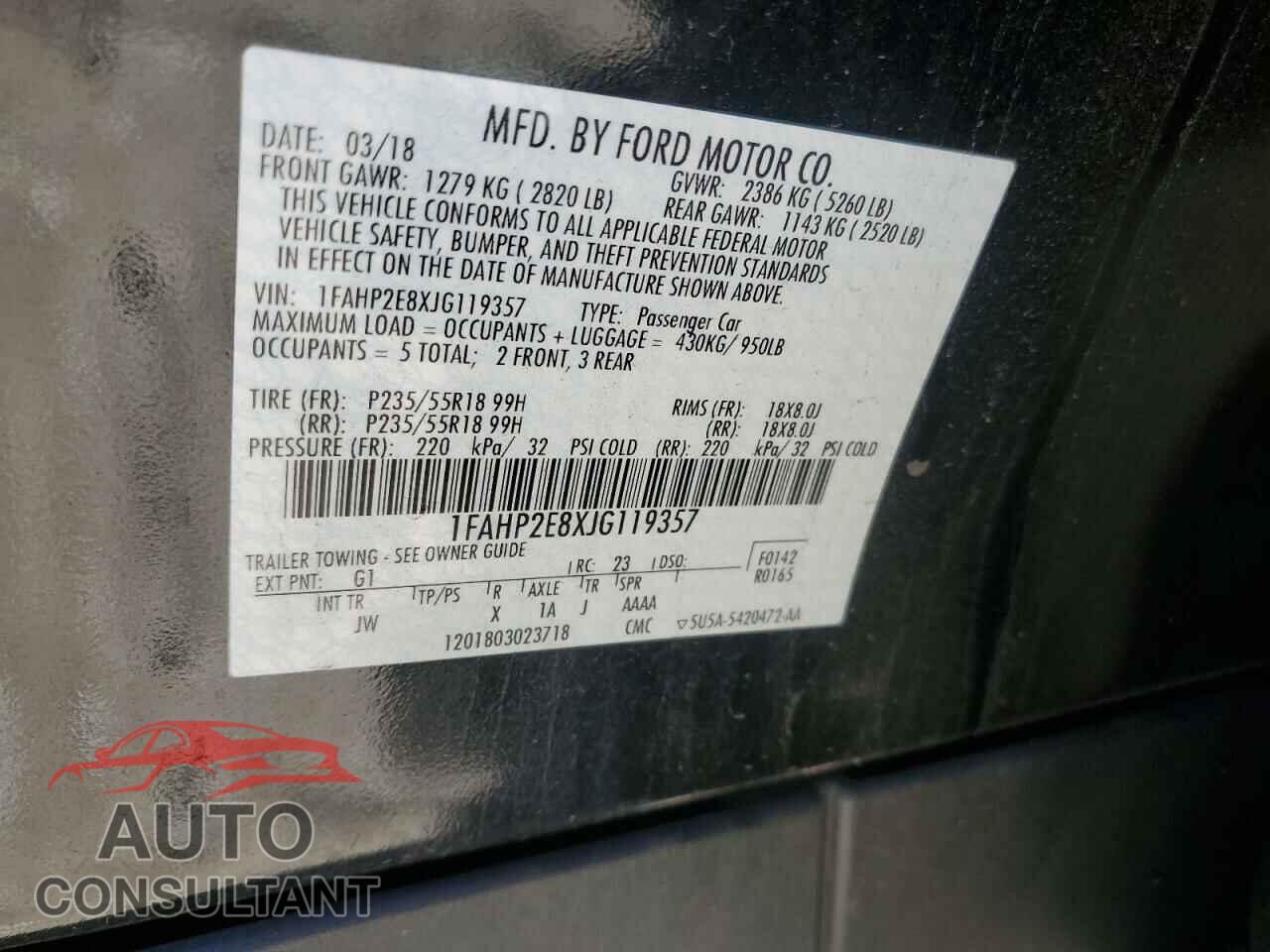 FORD TAURUS 2018 - 1FAHP2E8XJG119357