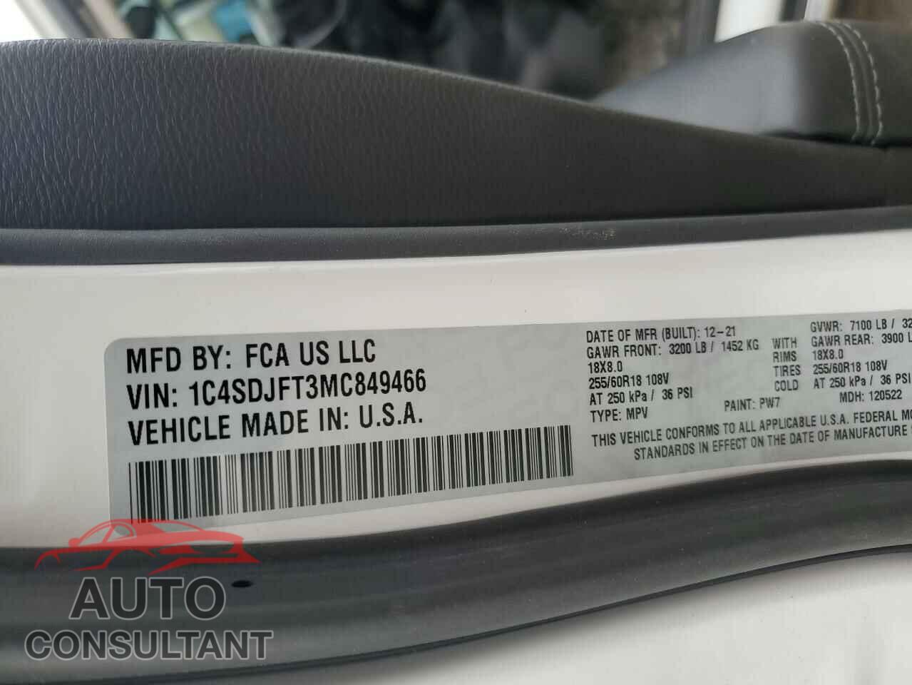 DODGE DURANGO 2021 - 1C4SDJFT3MC849466