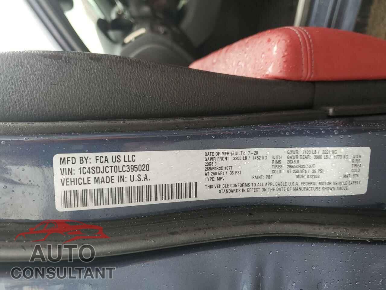 DODGE DURANGO 2020 - 1C4SDJCT0LC395020