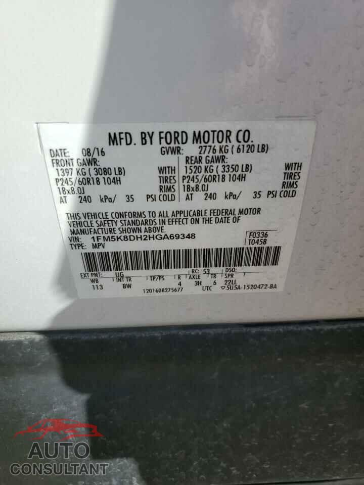 FORD EXPLORER 2017 - 1FM5K8DH2HGA69348