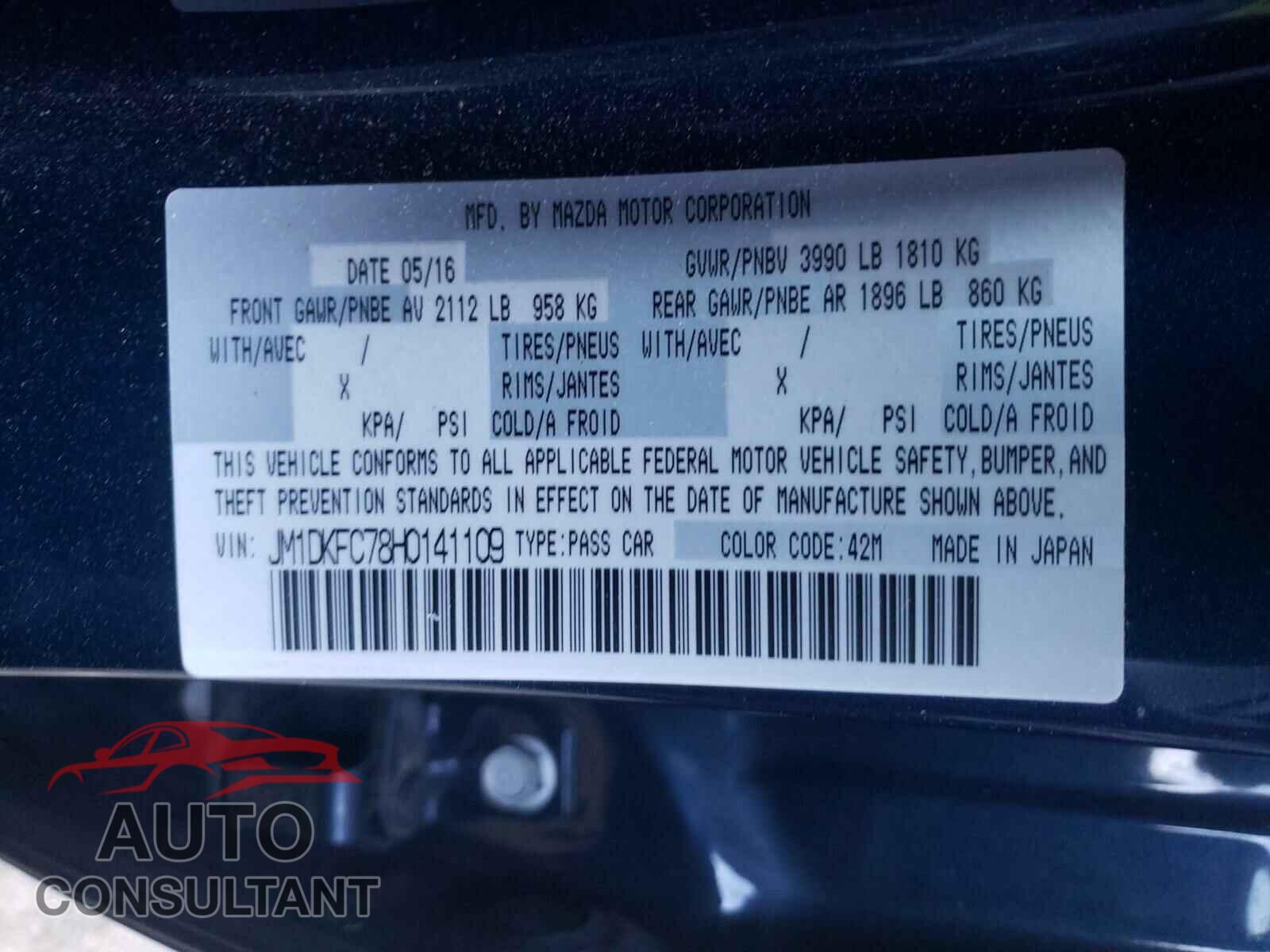 MAZDA CX-3 2017 - JM1DKFC78H0141109