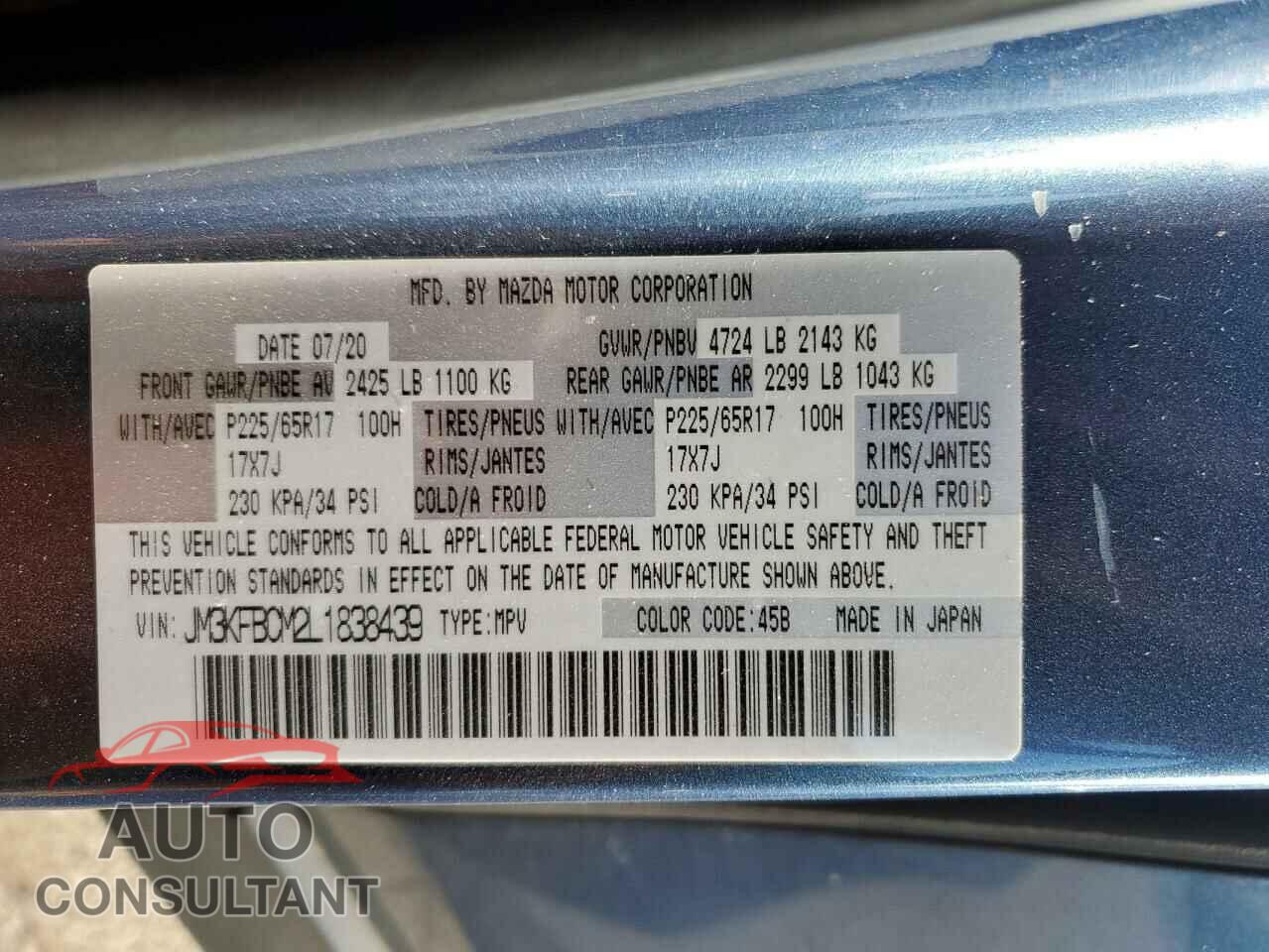 MAZDA CX-5 2020 - JM3KFBCM2L1838439