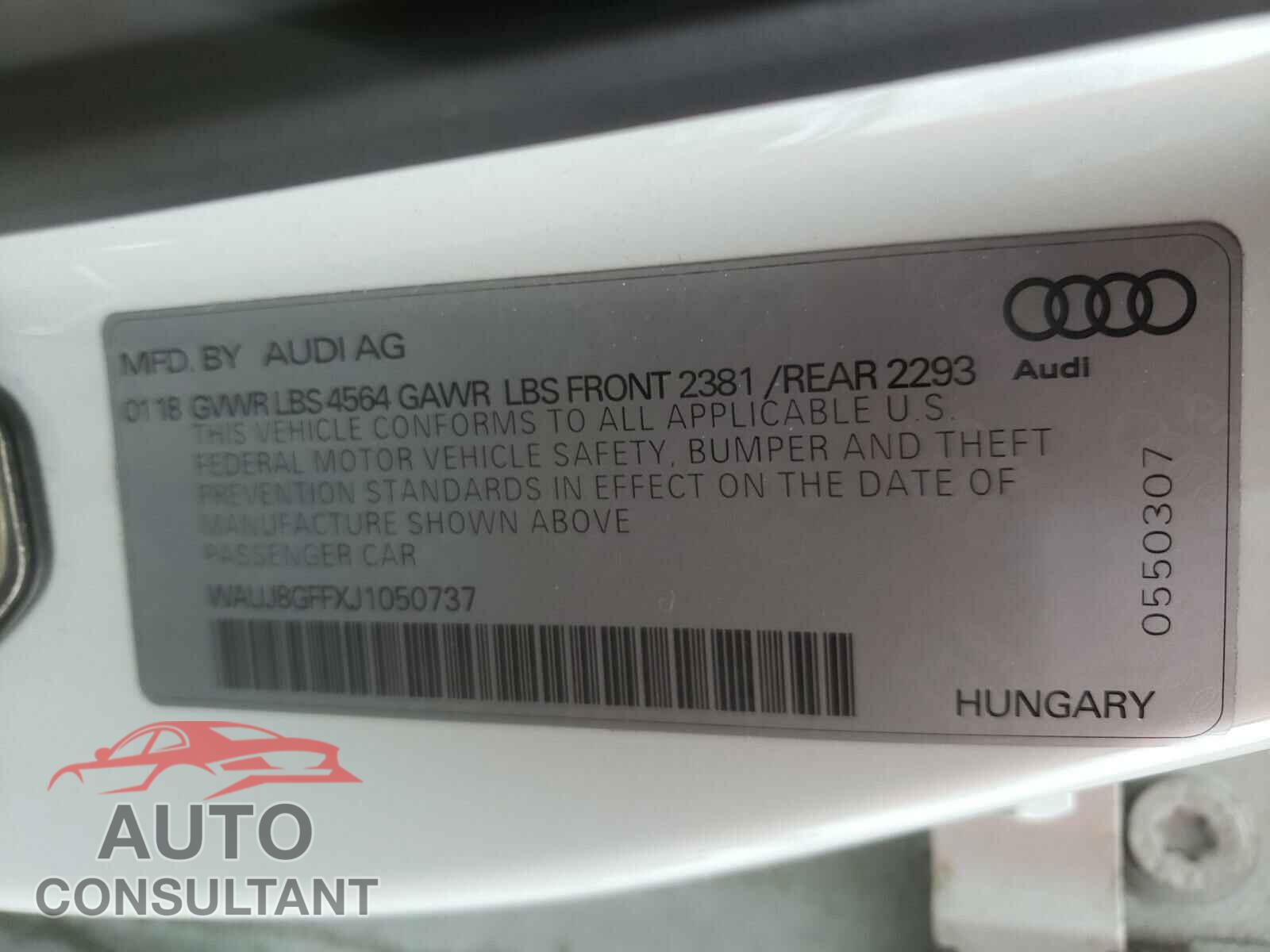 AUDI A3 2018 - WAUJ8GFFXJ1050737