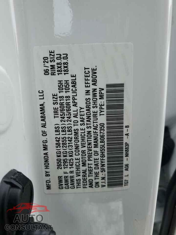 HONDA PILOT 2020 - 5FNYF6H55LB067350