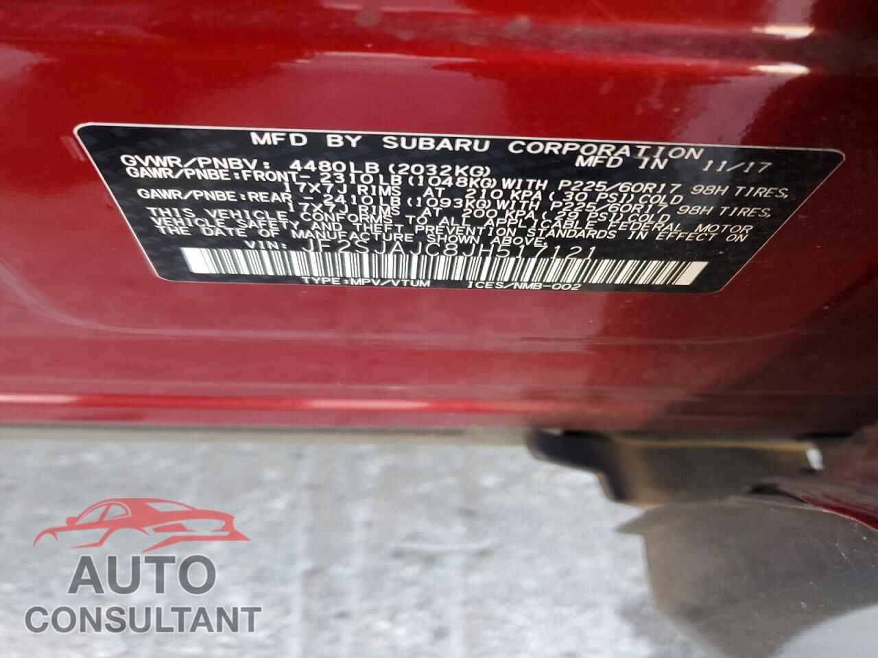 SUBARU FORESTER 2 2018 - JF2SJAJC8JH517121