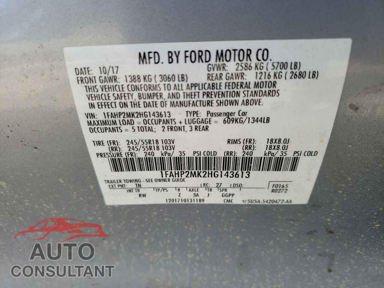 FORD TAURUS 2017 - 1FAHP2MK2HG143613