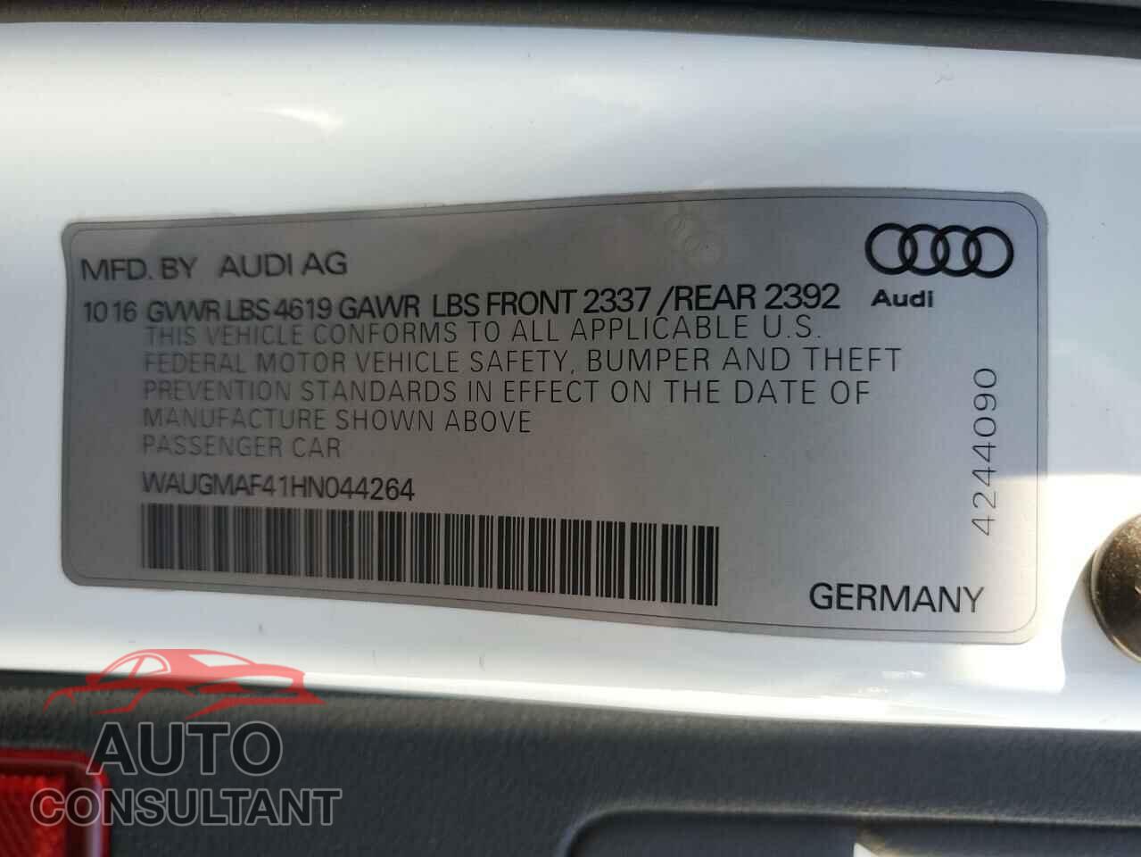 AUDI A4 2017 - WAUGMAF41HN044264