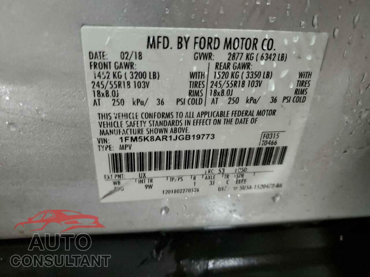 FORD EXPLORER 2018 - 1FM5K8AR1JGB19773