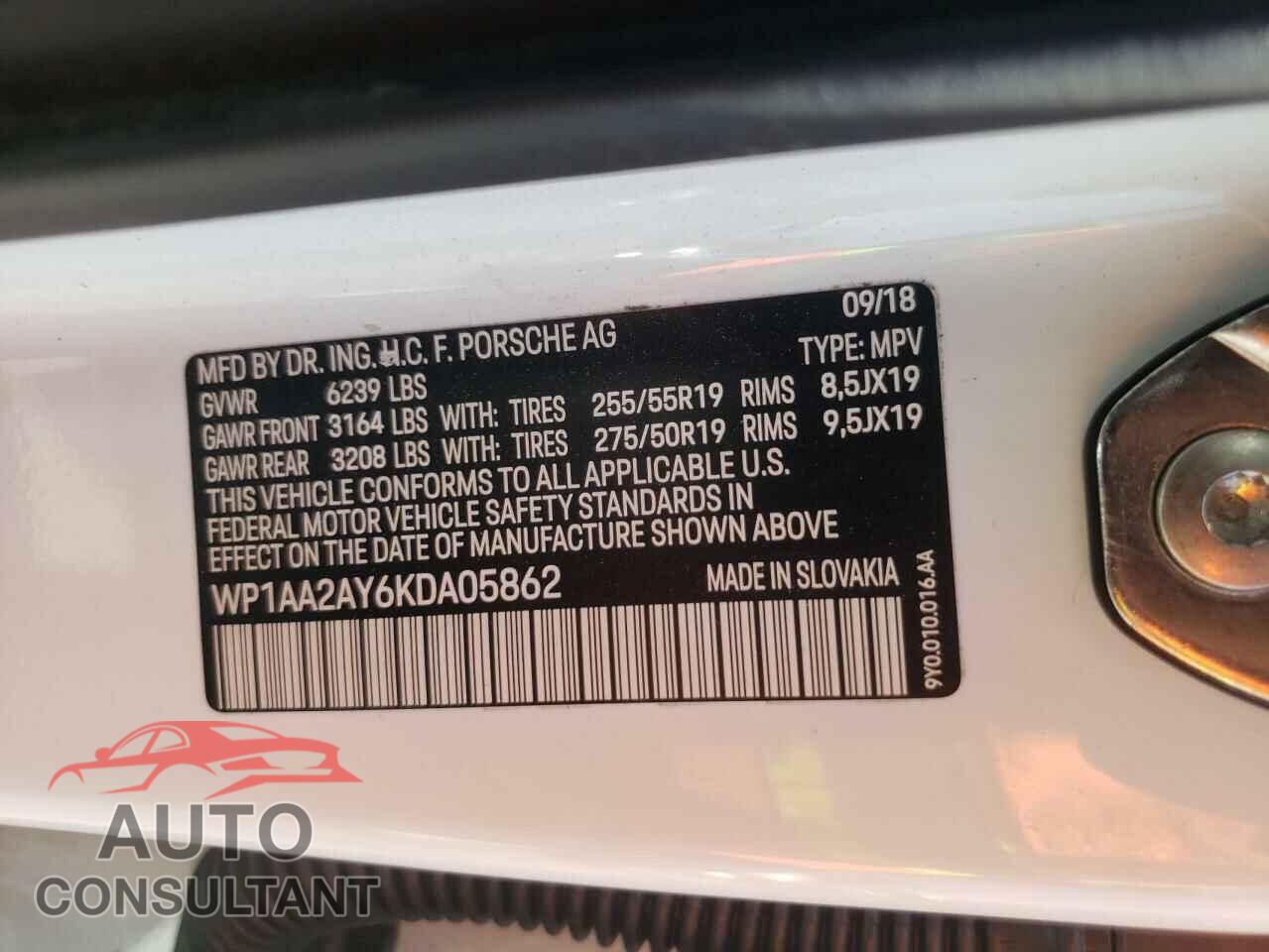 PORSCHE CAYENNE 2019 - WP1AA2AY6KDA05862