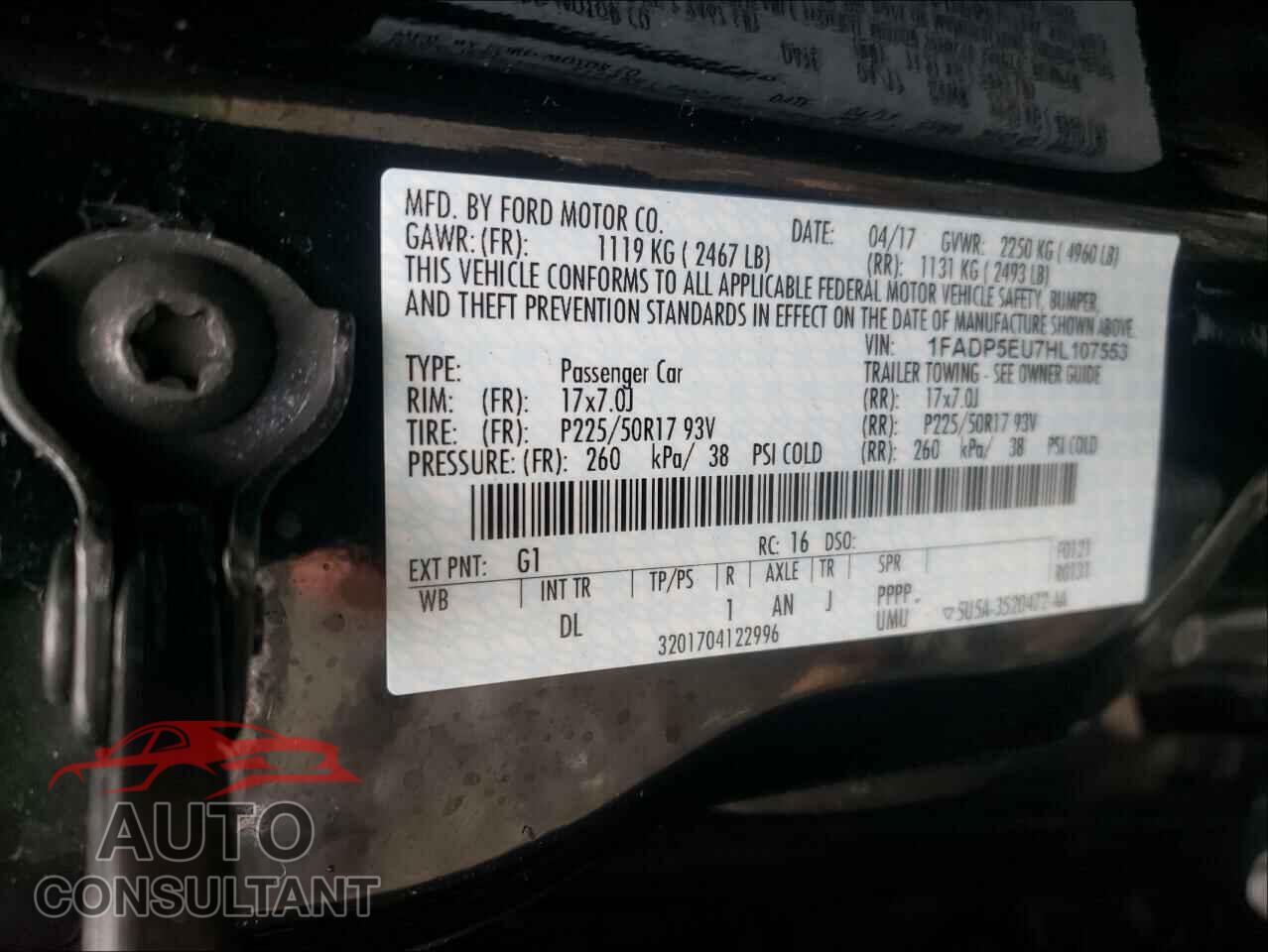 FORD CMAX 2017 - 1FADP5EU7HL107553