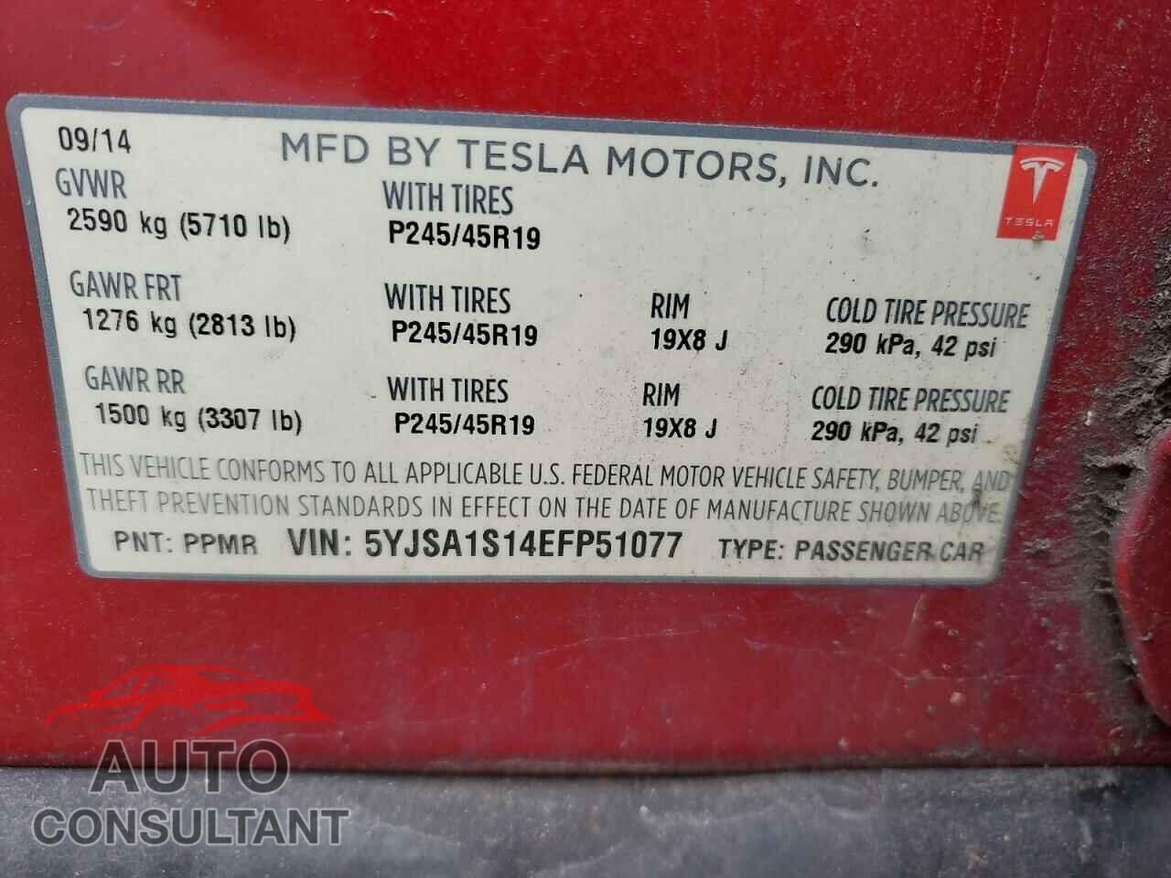 TESLA MODEL S 2014 - 5YJSA1S14EFP51077