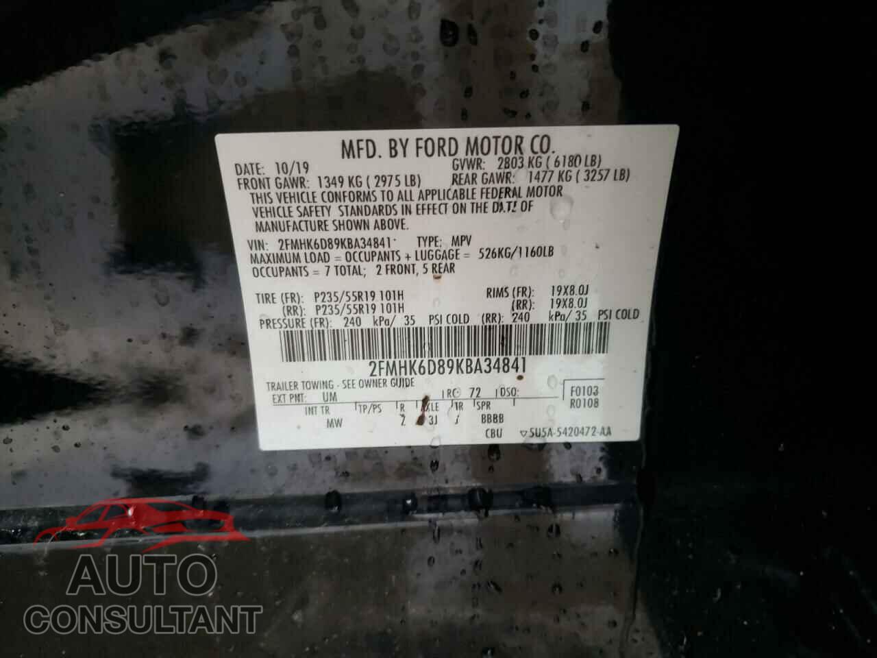 FORD FLEX 2019 - 2FMHK6D89KBA34841