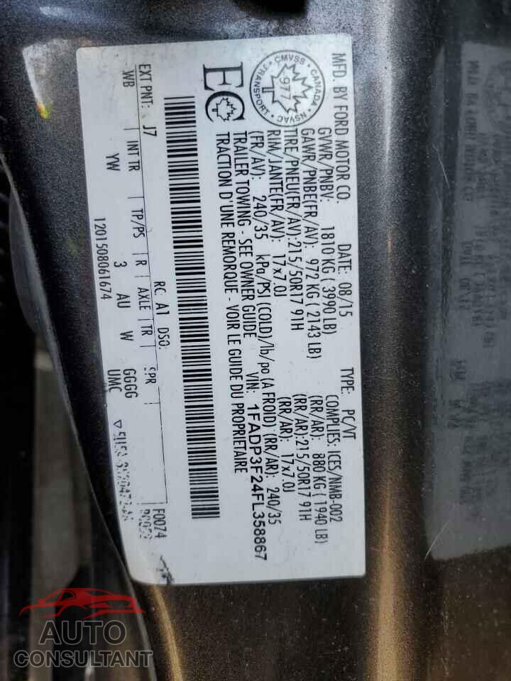 FORD FOCUS 2015 - 1FADP3F24FL358867