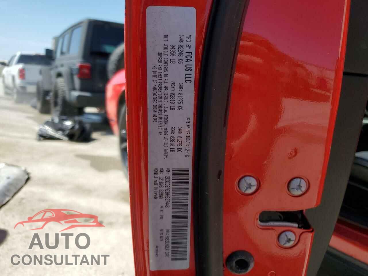 DODGE CHALLENGER 2017 - 2C3CDZAG3HH527446