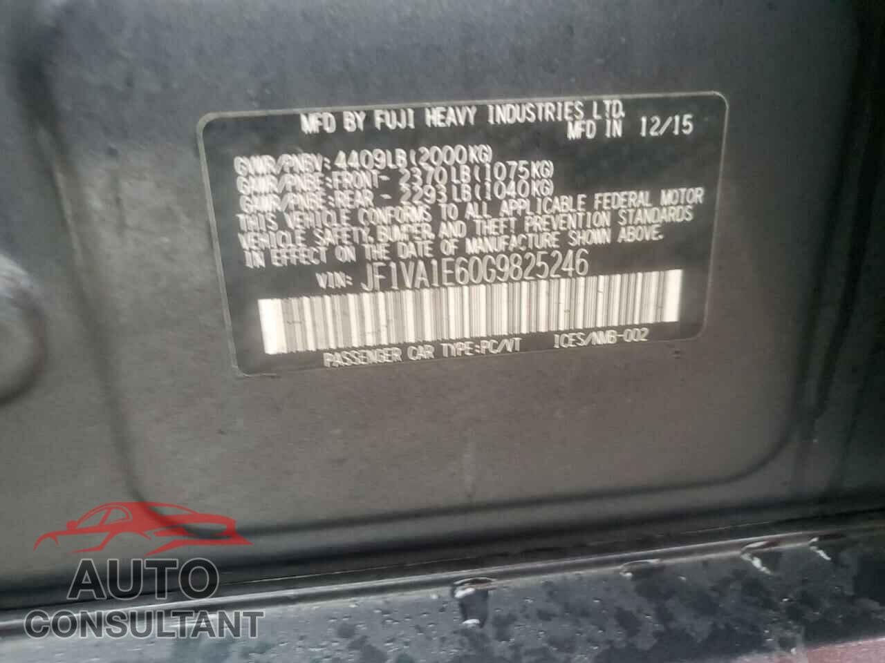 SUBARU WRX 2016 - JF1VA1E60G9825246