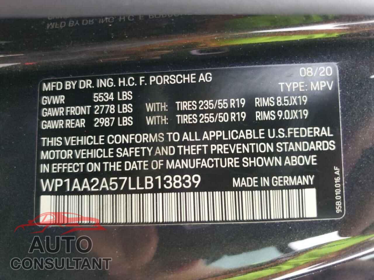 PORSCHE MACAN 2020 - WP1AA2A57LLB13839