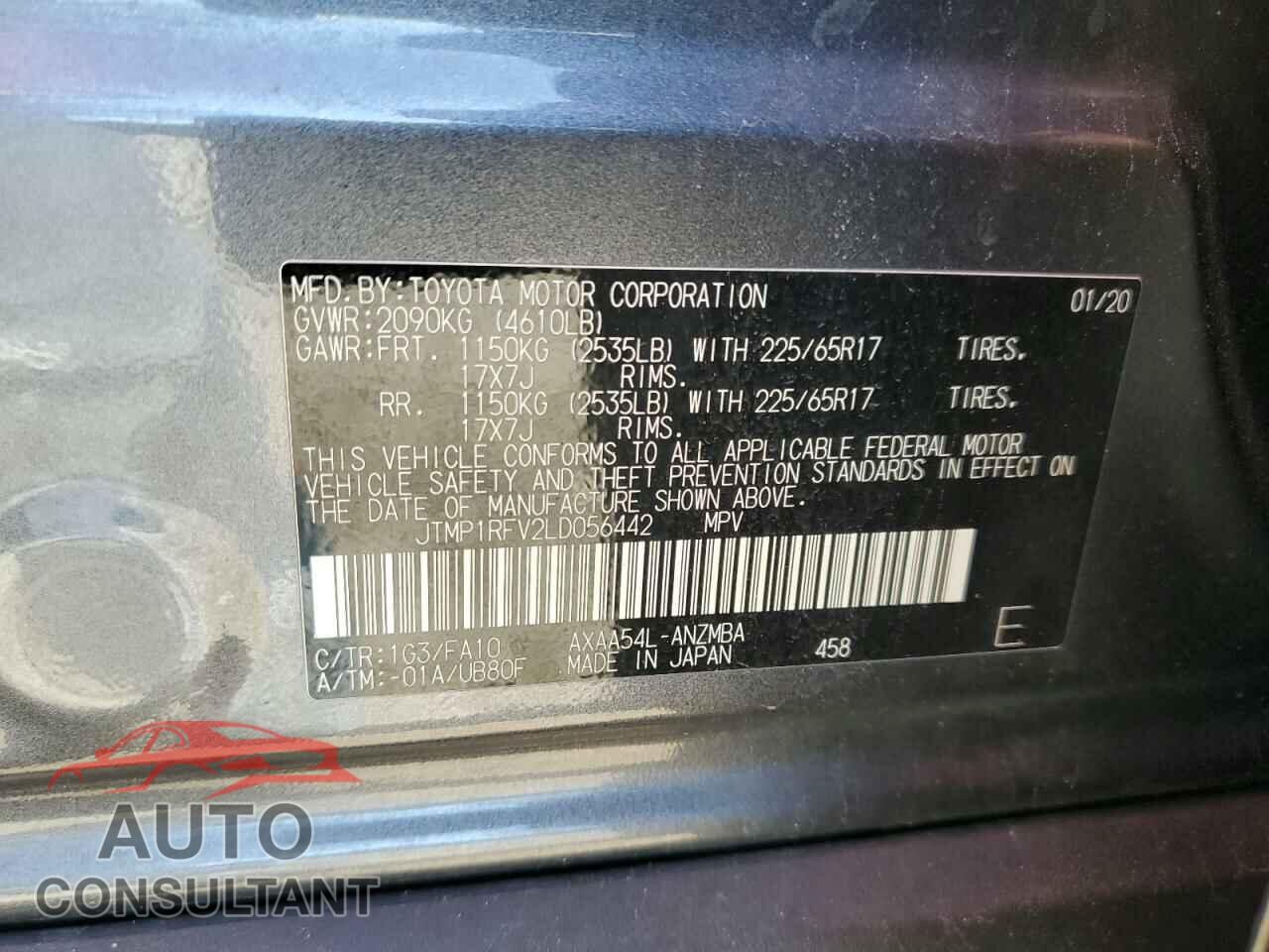 TOYOTA RAV4 2020 - JTMP1RFV2LD056442
