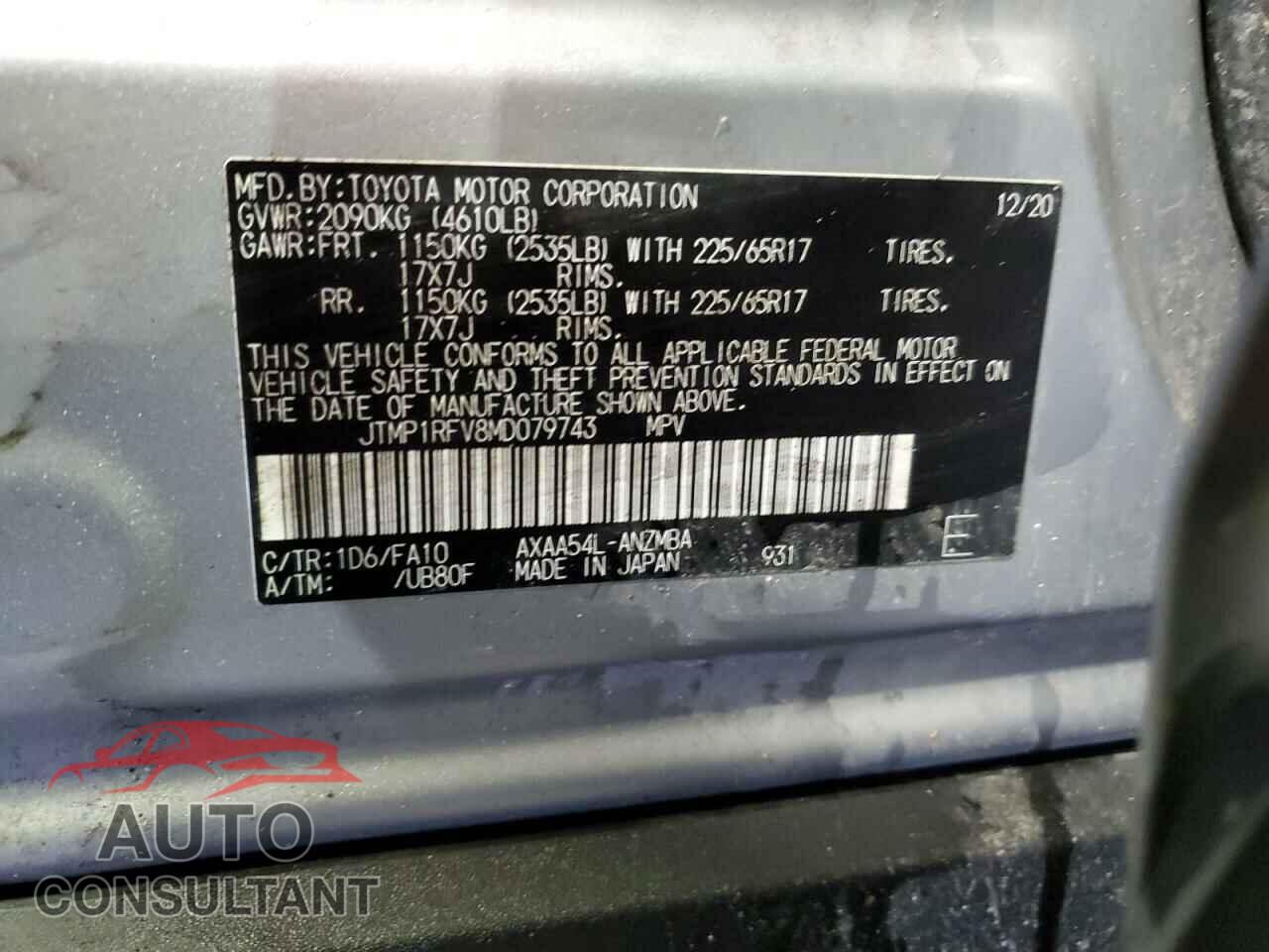 TOYOTA RAV4 2021 - JTMP1RFV8MD079743