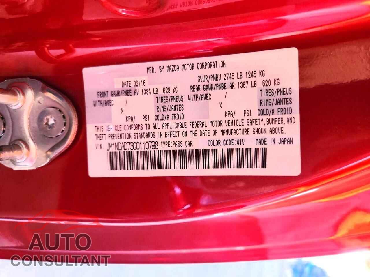 MAZDA MX5 2016 - JM1NDAD73G0110798