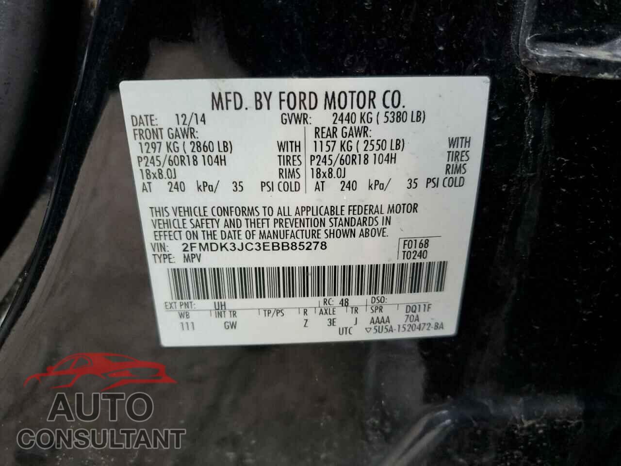 FORD EDGE 2014 - 2FMDK3JC3EBB85278