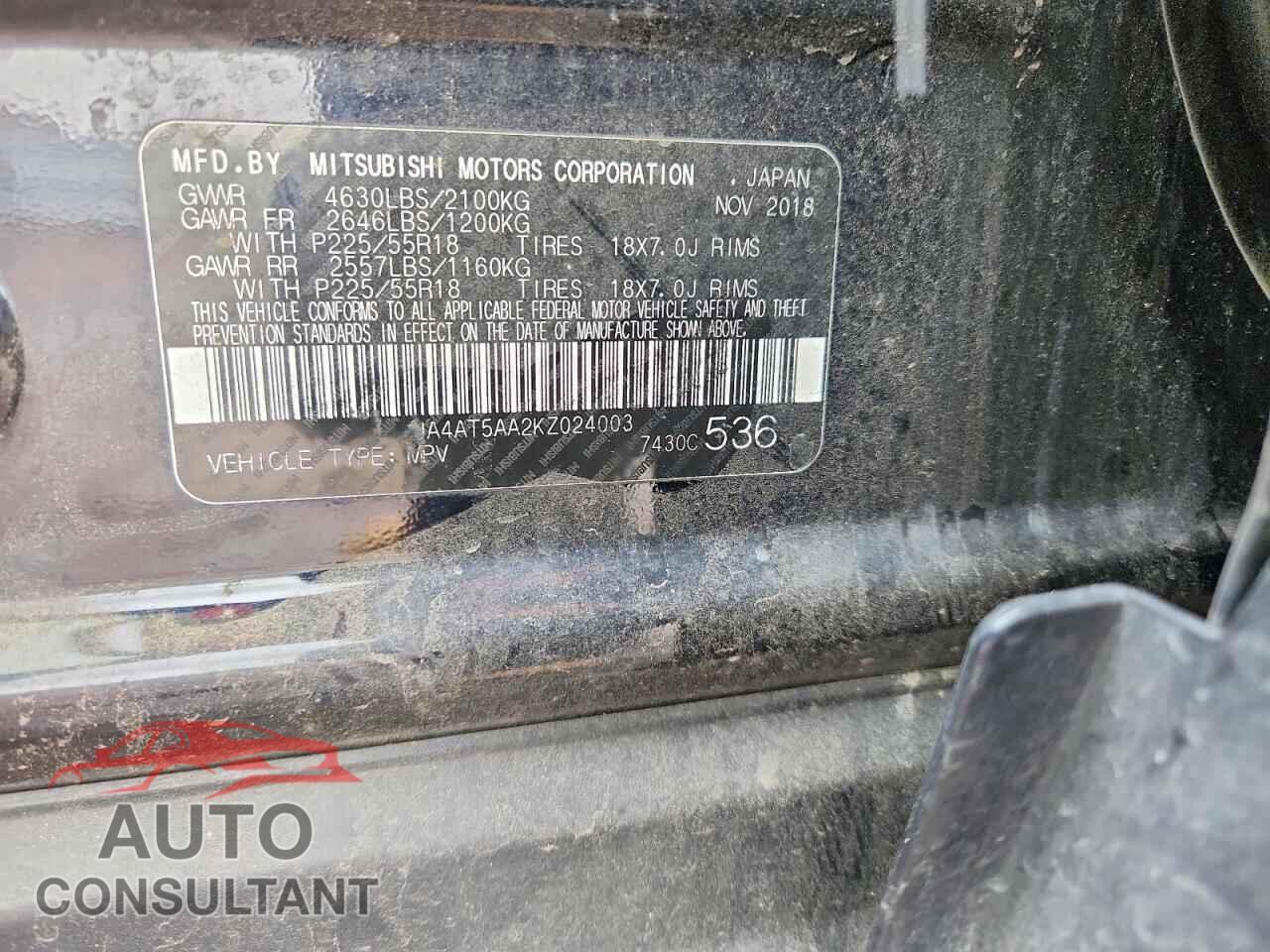 MITSUBISHI ECLIPSE 2019 - JA4AT5AA2KZ024003