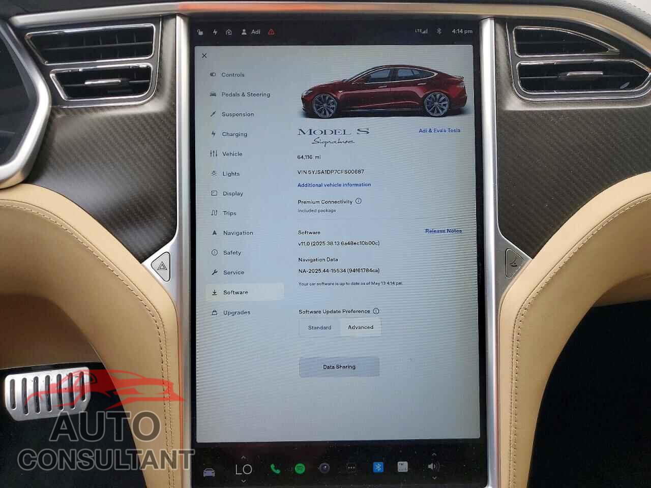 TESLA MODEL S 2012 - 5YJSA1DP7CFS00687