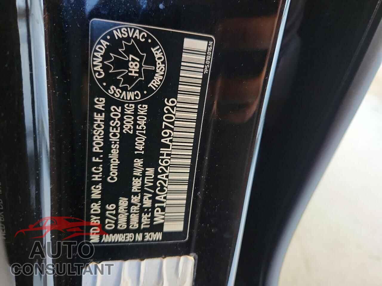 PORSCHE CAYENNE 2017 - WP1AC2A26HLA97026