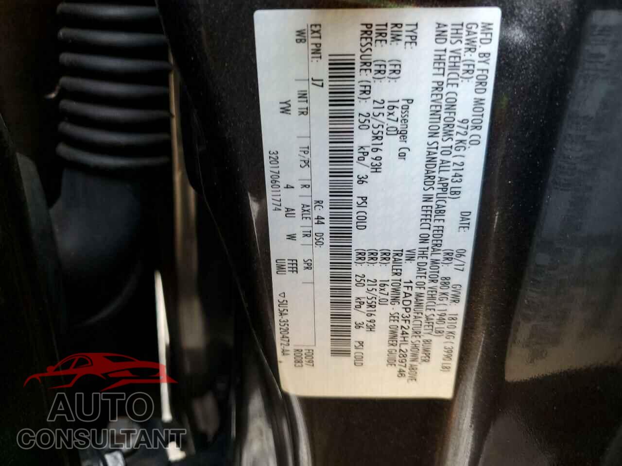 FORD FOCUS 2017 - 1FADP3F24HL289746