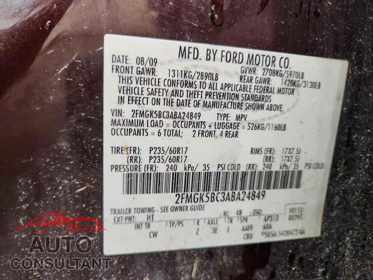FORD FLEX 2010 - 2FMGK5BC3ABA24849