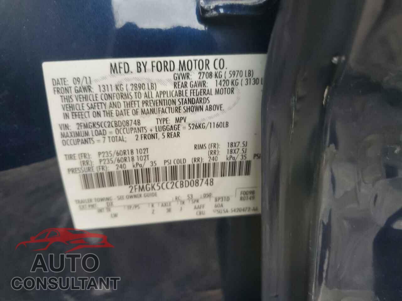 FORD FLEX 2012 - 2FMGK5CC2CBD08748