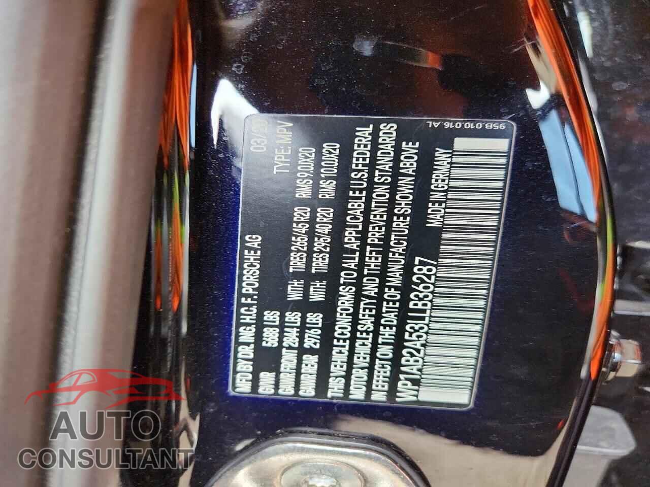 PORSCHE MACAN 2020 - WP1AB2A53LLB36287