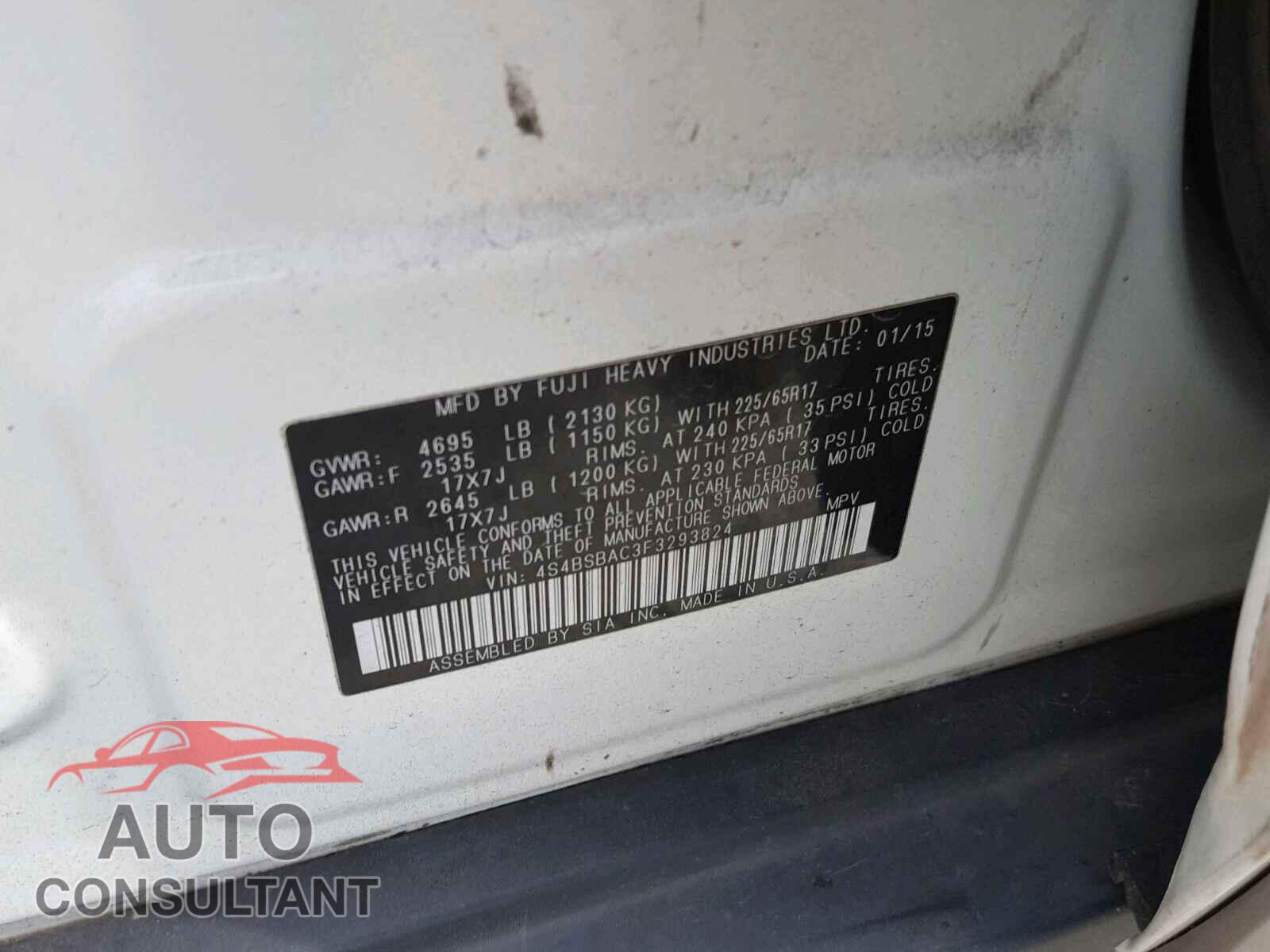 SUBARU OUTBACK 2. 2015 - 4S4BSBAC3F3293824