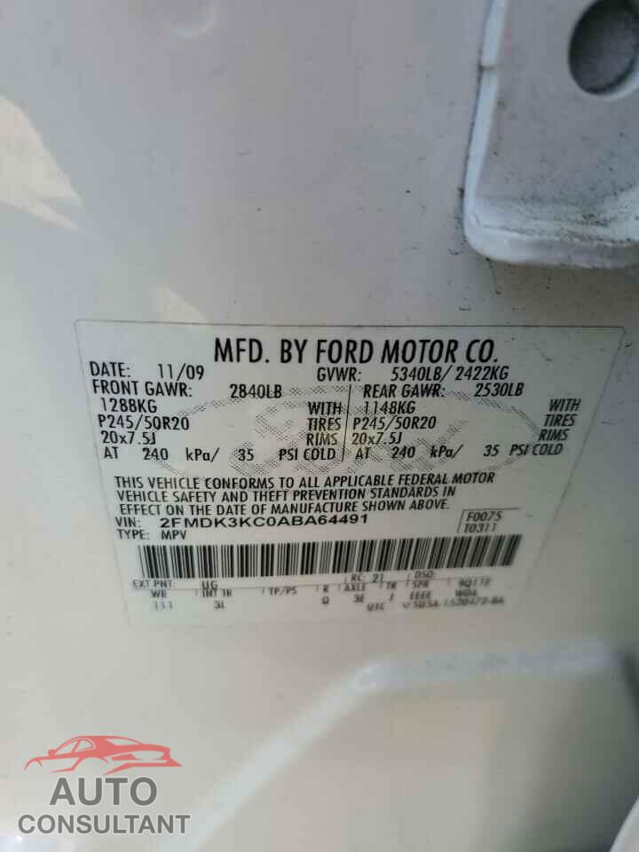 FORD EDGE 2010 - 2FMDK3KC0ABA64491
