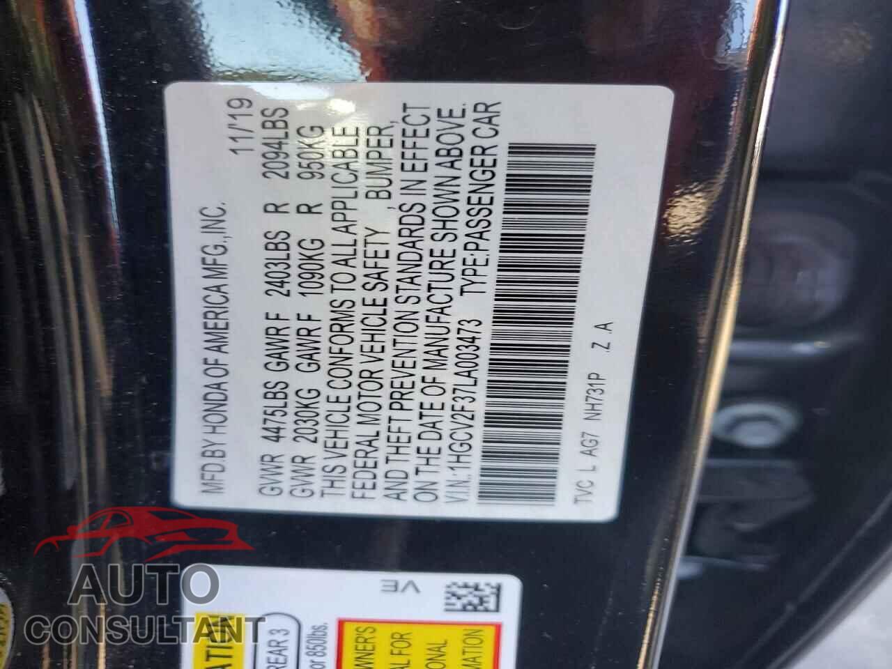 HONDA ACCORD 2020 - 1HGCV2F37LA003473