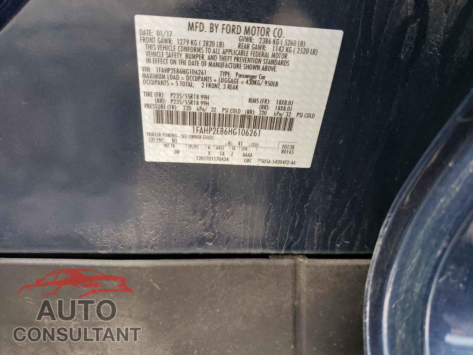 FORD TAURUS 2017 - 1FAHP2E86HG106261