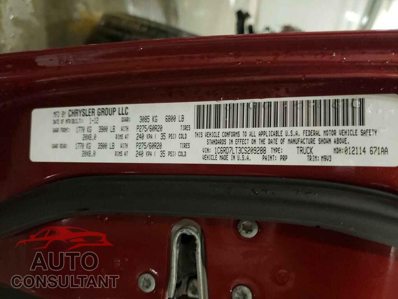 DODGE RAM 1500 2012 - 1C6RD7LT3CS209288